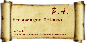 Pressburger Arianna névjegykártya